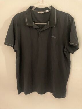 Calvin Klein Men’s Charcoal Polo with Contrast Trim